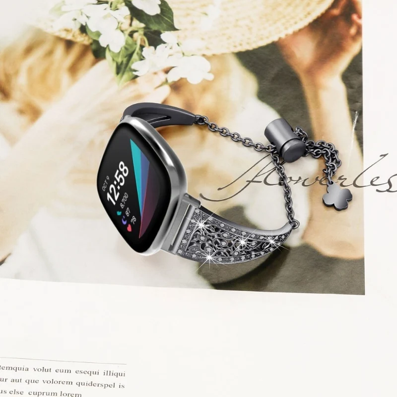 Süß Fitbit Versa 3 / Fitbit Sense Metall und Strass armband