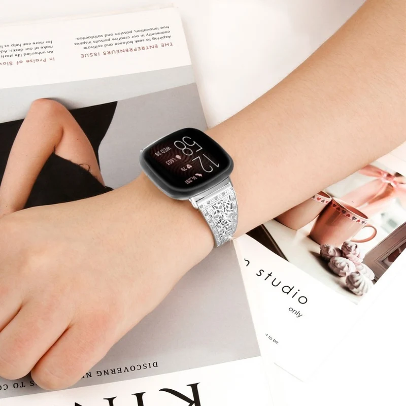 Süß Fitbit Versa 3 / Fitbit Sense Metall und Strass armband