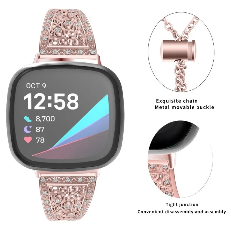 Süß Fitbit Versa 3 / Fitbit Sense Metall und Strass armband