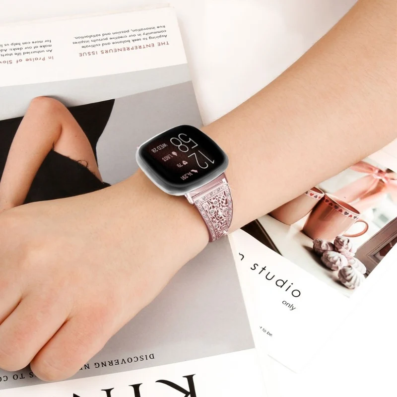 Süß Fitbit Versa 3 / Fitbit Sense Metall und Strass armband