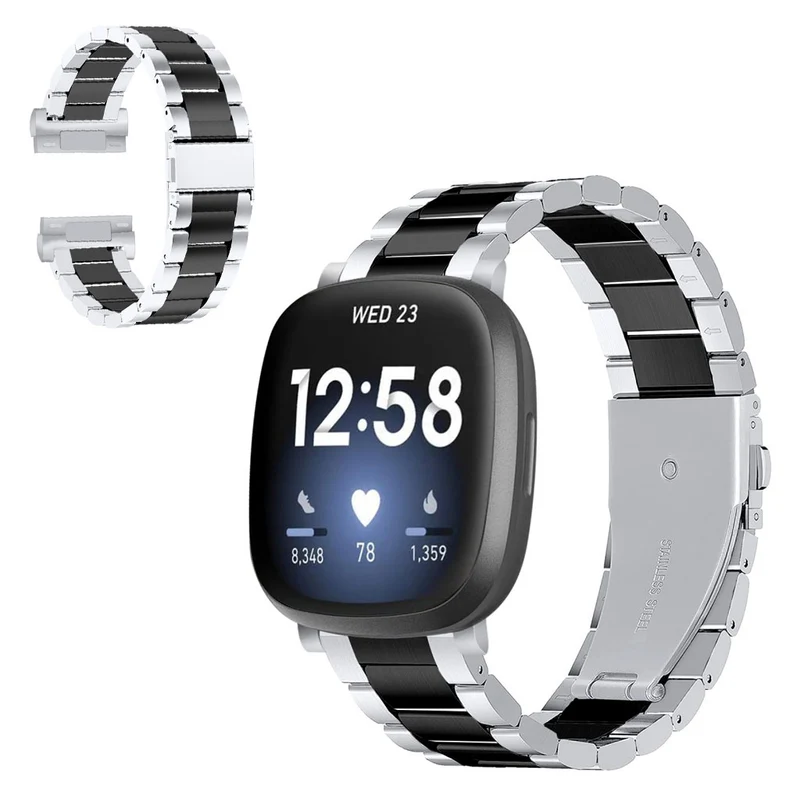 Super modisch Fitbit Versa 3 / Fitbit Sense Metall armband