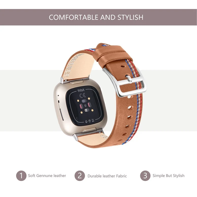 Auffallend nett Fitbit Versa 3 Echtes Leder armband
