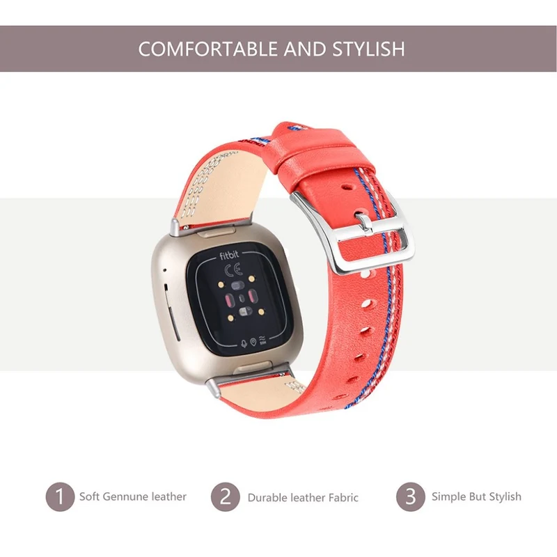Auffallend nett Fitbit Versa 3 Echtes Leder armband