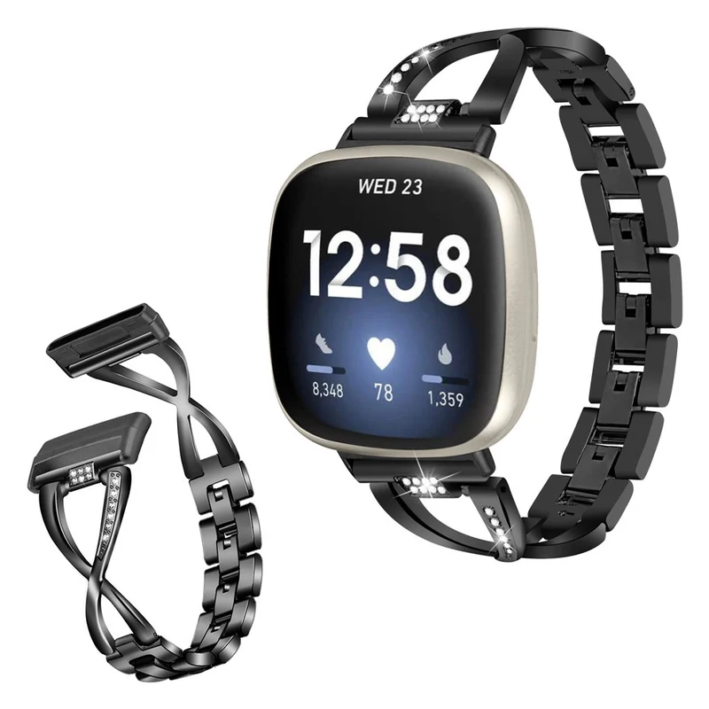 Süß Fitbit Versa 3 / Fitbit Sense Metall und Strass armband