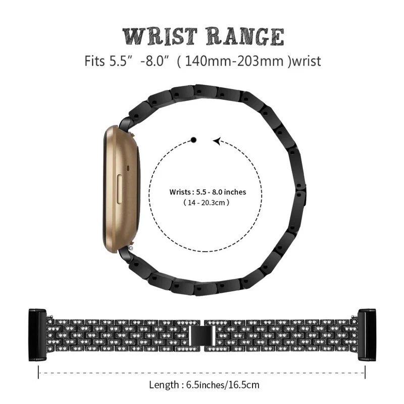 Süß Fitbit Versa 3 / Fitbit Sense Metall und Strass armband