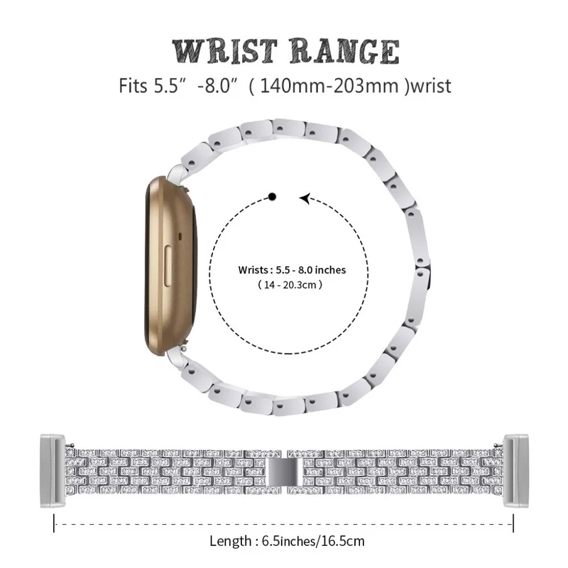 Süß Fitbit Versa 3 / Fitbit Sense Metall und Strass armband