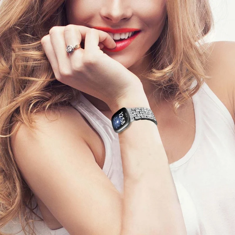 Süß Fitbit Versa 3 / Fitbit Sense Metall und Strass armband