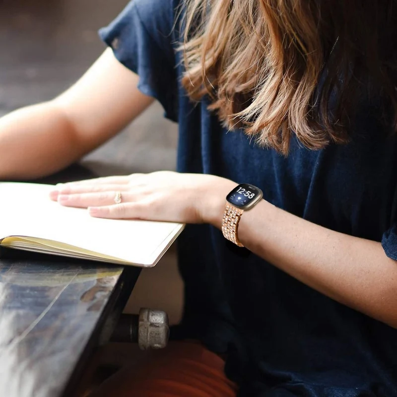 Süß Fitbit Versa 3 / Fitbit Sense Metall und Strass armband