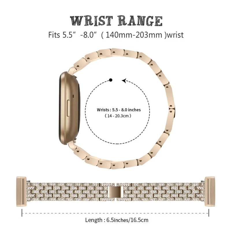 Süß Fitbit Versa 3 / Fitbit Sense Metall und Strass armband