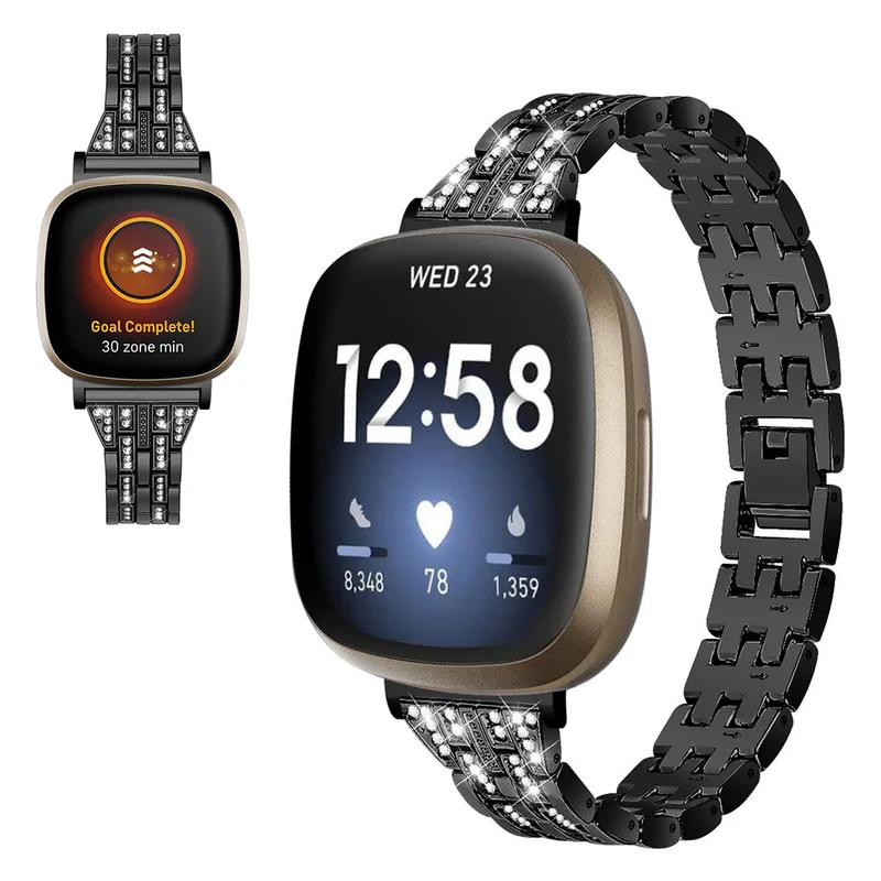 Süß Fitbit Versa 3 / Fitbit Sense Metall und Strass armband
