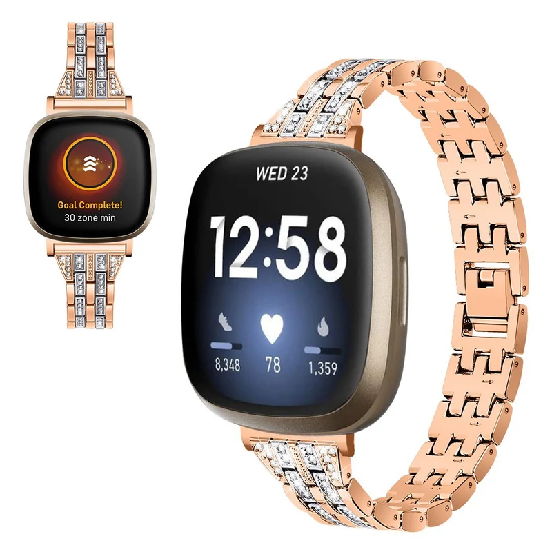 Süß Fitbit Versa 3 / Fitbit Sense Metall und Strass armband