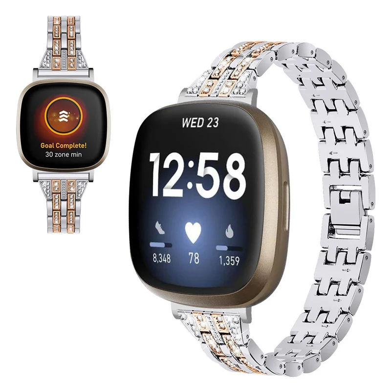 Süß Fitbit Versa 3 / Fitbit Sense Metall und Strass armband