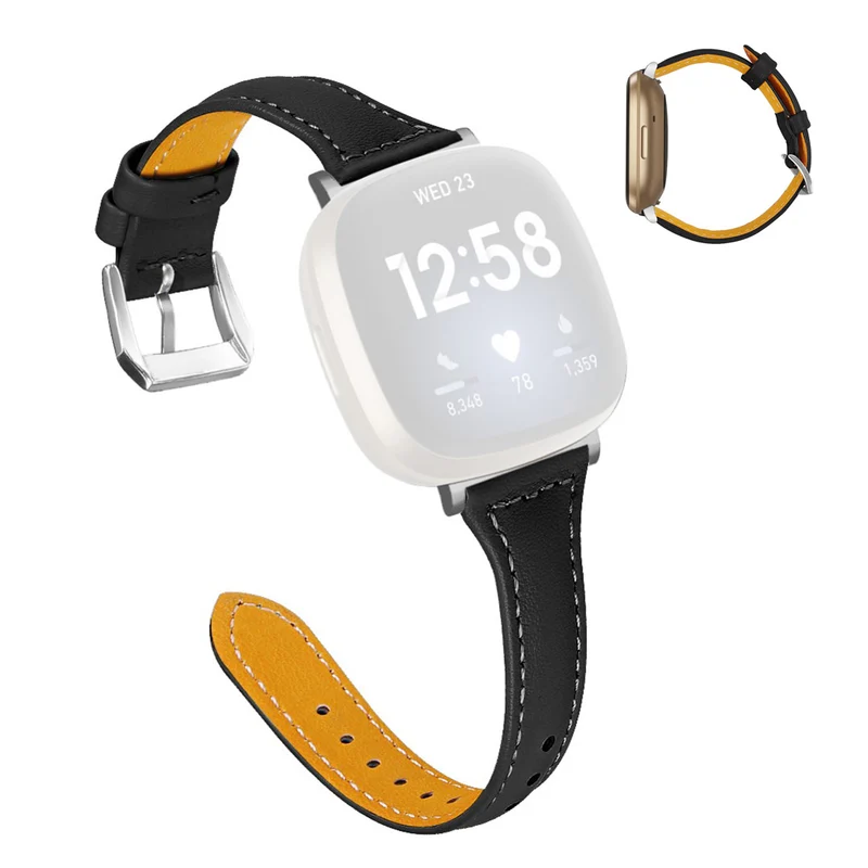 Haltbar Fitbit Versa 3 / Fitbit Sense Echtes Leder armband