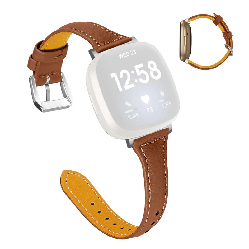 Haltbar Fitbit Versa 3 / Fitbit Sense Echtes Leder armband