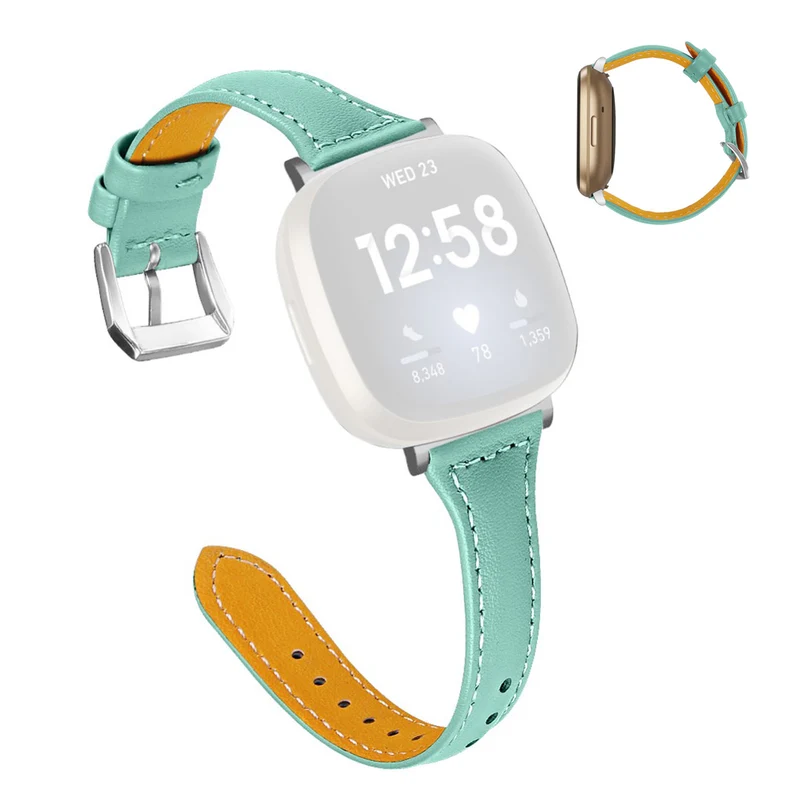 Haltbar Fitbit Versa 3 / Fitbit Sense Echtes Leder armband