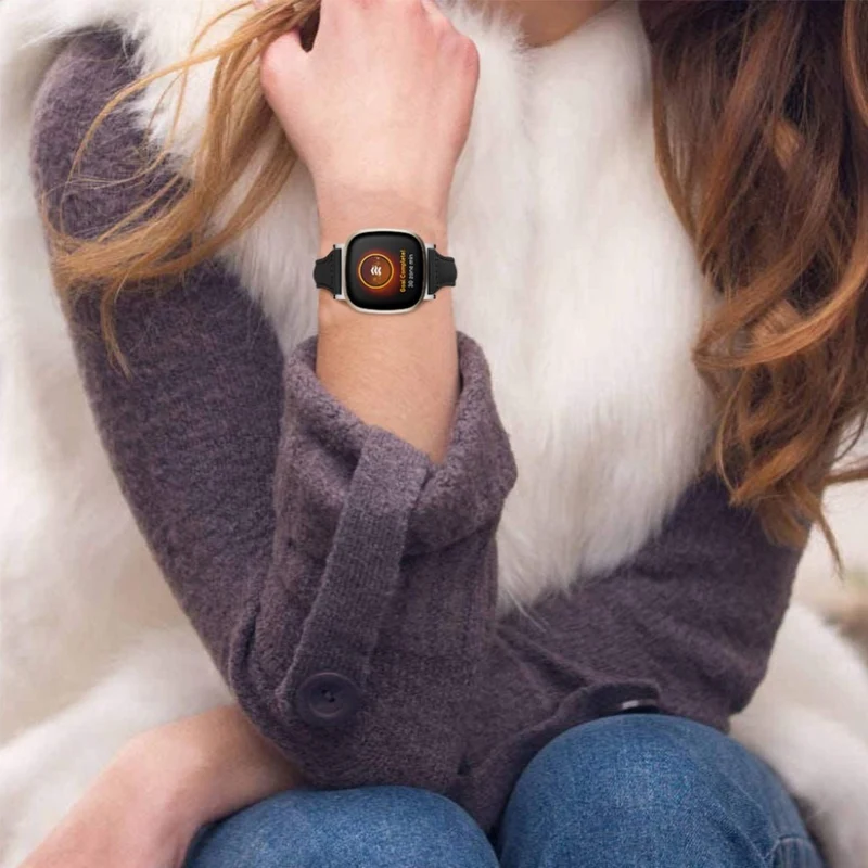 Haltbar Fitbit Versa 3 / Fitbit Sense Echtes Leder armband