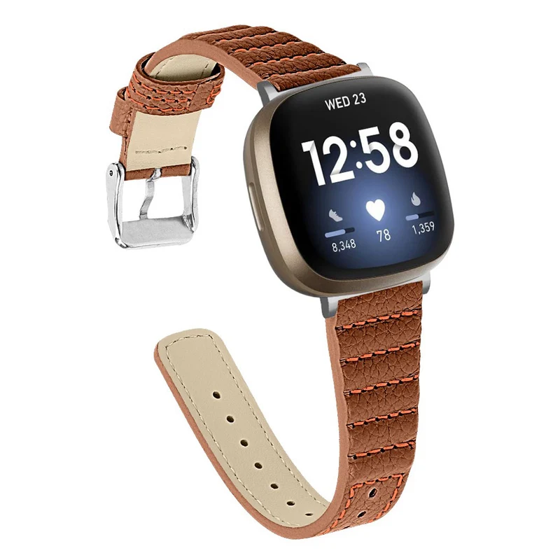 Stilvoll Fitbit Versa 3 / Fitbit Sense Echtes Leder armband