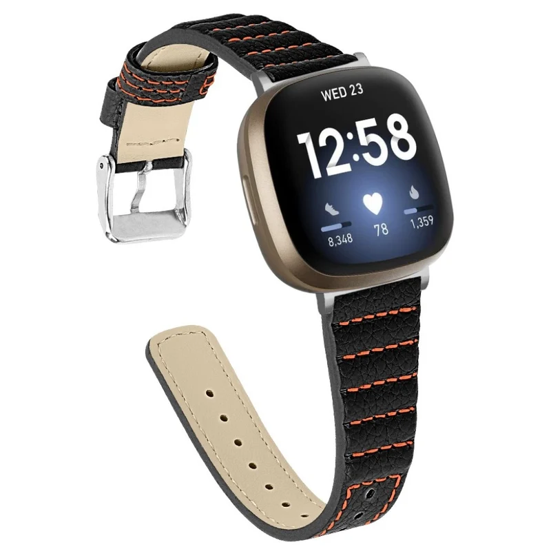 Stilvoll Fitbit Versa 3 / Fitbit Sense Echtes Leder armband