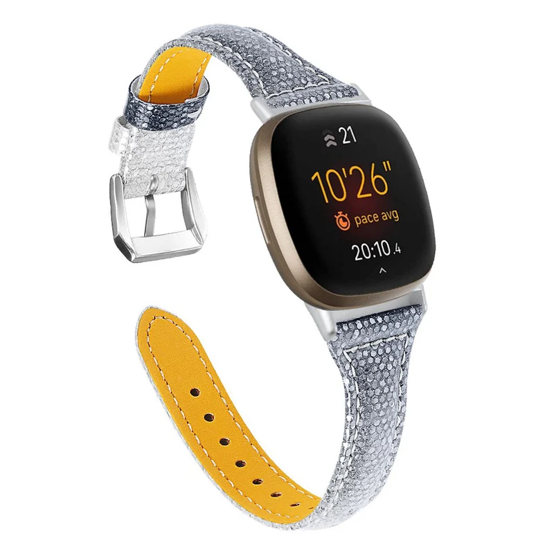 Elegant Fitbit Versa 3 / Fitbit Sense Echtes Leder armband