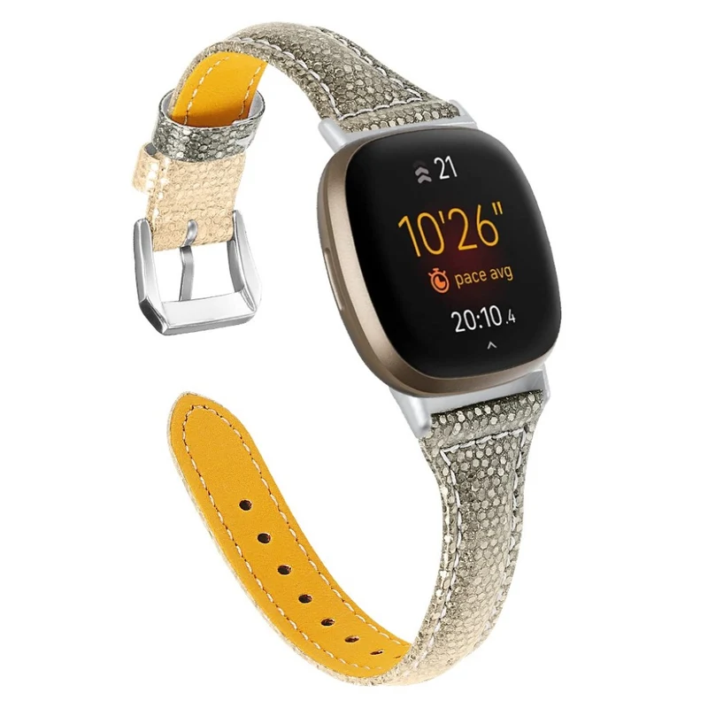 Elegant Fitbit Versa 3 / Fitbit Sense Echtes Leder armband