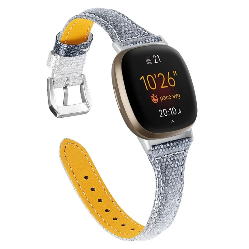 Elegant Fitbit Versa 3 / Fitbit Sense Echtes Leder armband