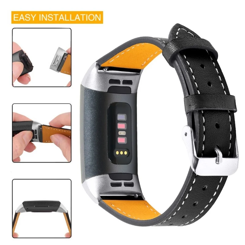 Cool Fitbit Charge 4 / Fitbit Charge 3 Echtes Leder armband