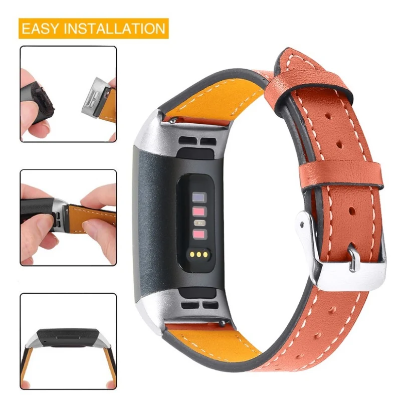 Cool Fitbit Charge 4 / Fitbit Charge 3 Echtes Leder armband