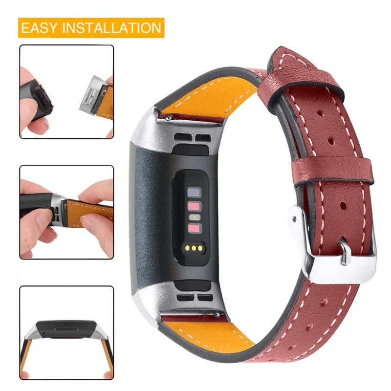 Cool Fitbit Charge 4 / Fitbit Charge 3 Echtes Leder armband