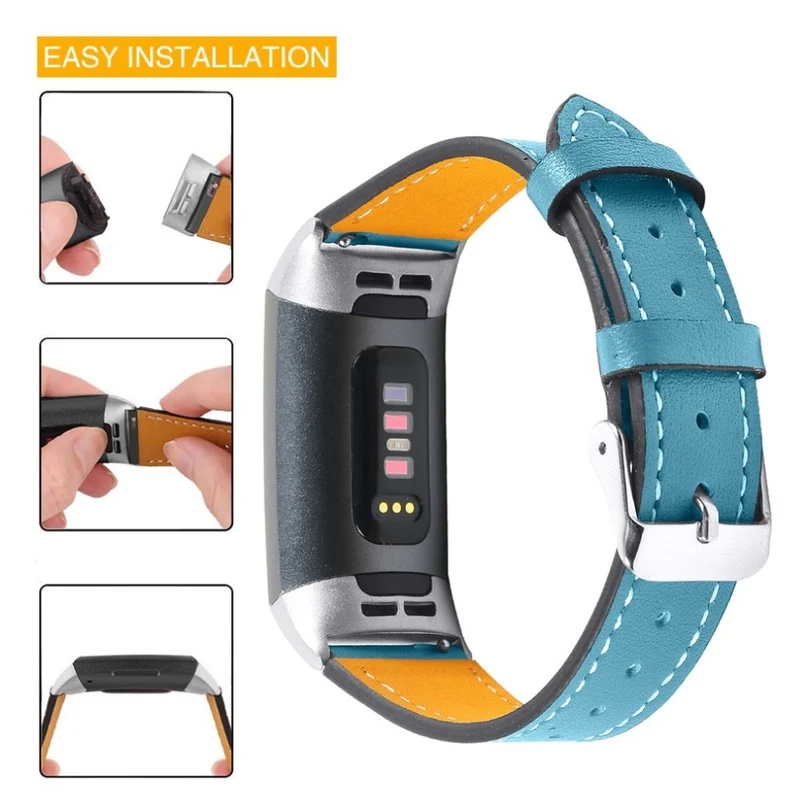 Cool Fitbit Charge 4 / Fitbit Charge 3 Echtes Leder armband