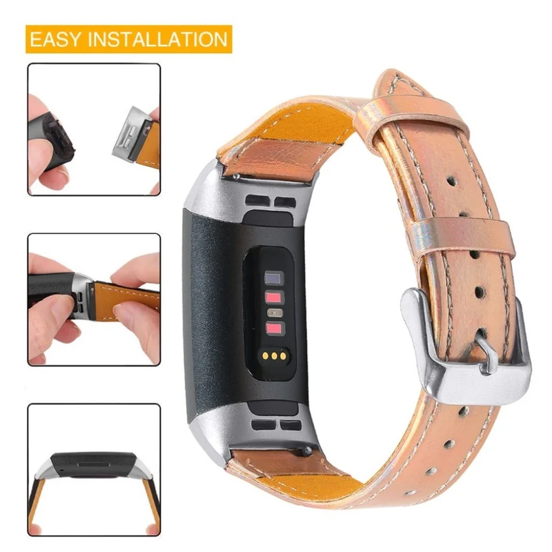 Cool Fitbit Charge 4 / Fitbit Charge 3 Echtes Leder armband