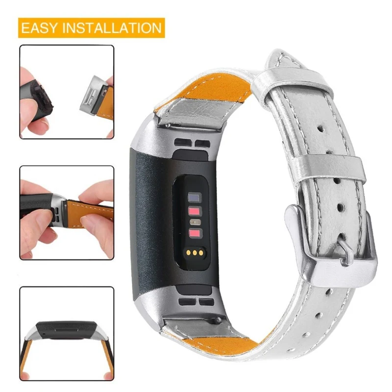 Cool Fitbit Charge 4 / Fitbit Charge 3 Echtes Leder armband