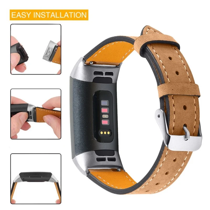 Cool Fitbit Charge 4 / Fitbit Charge 3 Echtes Leder armband