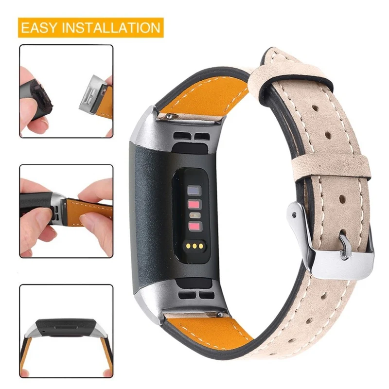 Cool Fitbit Charge 4 / Fitbit Charge 3 Echtes Leder armband