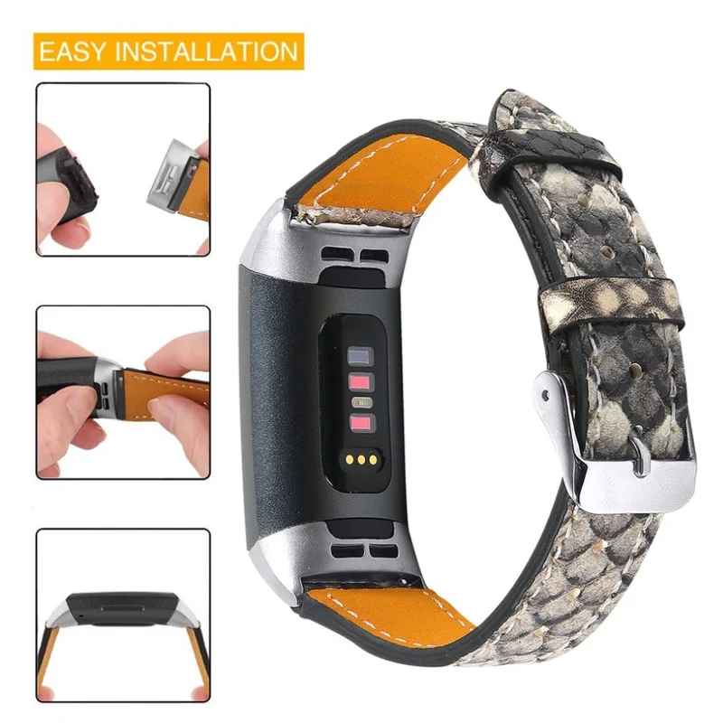 Cool Fitbit Charge 4 / Fitbit Charge 3 Echtes Leder armband