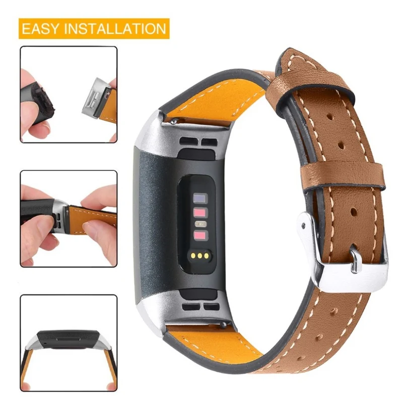 Cool Fitbit Charge 4 / Fitbit Charge 3 Echtes Leder armband