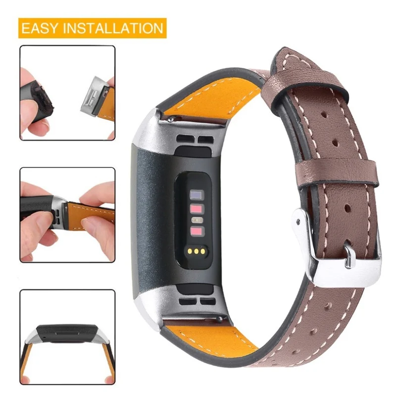 Cool Fitbit Charge 4 / Fitbit Charge 3 Echtes Leder armband