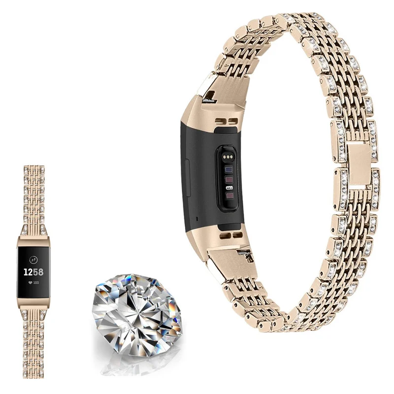Fitbit Charge 4 / Fitbit Charge 3 Metall und Strass armband