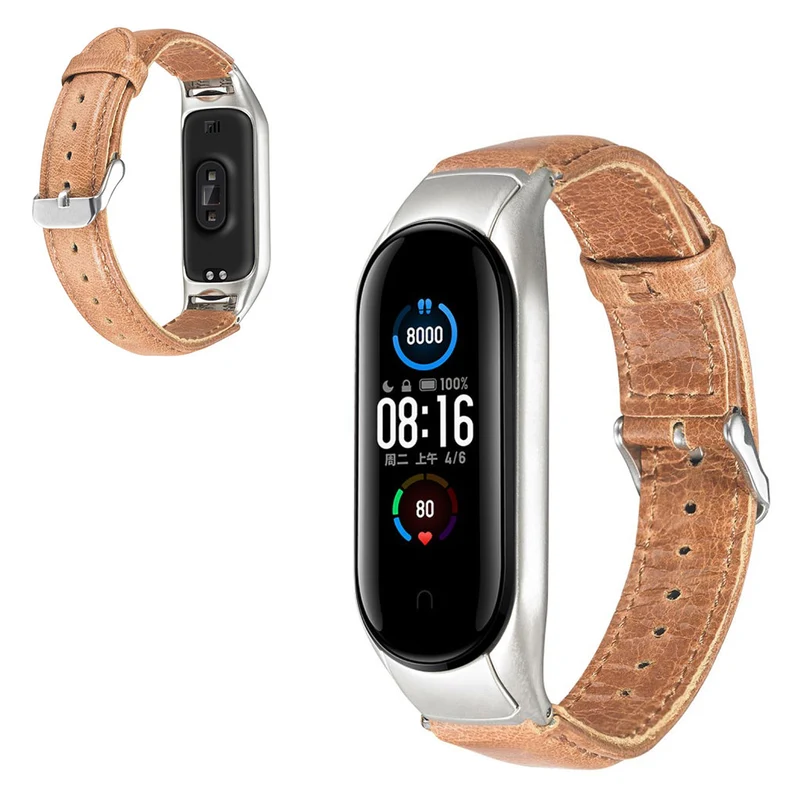 Klassisch Xiaomi Mi Band 5 Echtes Leder armband
