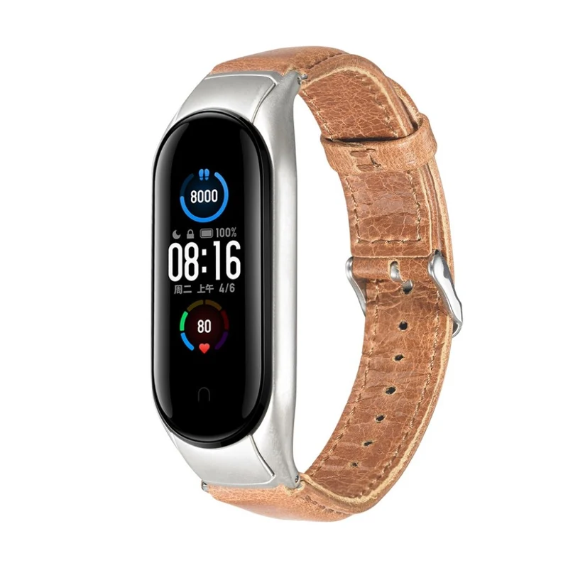 Klassisch Xiaomi Mi Band 5 Echtes Leder armband