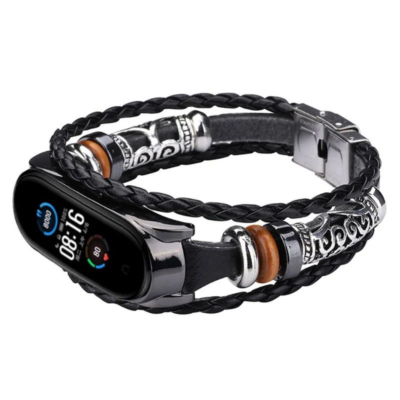 Cool Xiaomi Mi Band 5 Echtes Leder und Metall armband