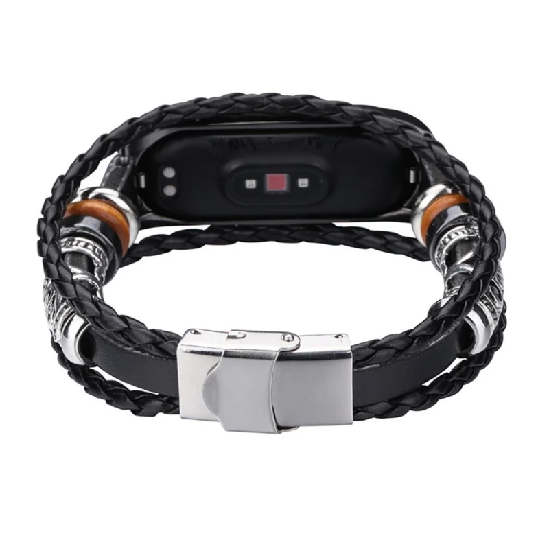 Cool Xiaomi Mi Band 5 Echtes Leder und Metall armband