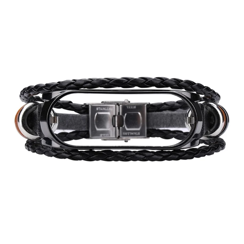 Cool Xiaomi Mi Band 5 Echtes Leder und Metall armband