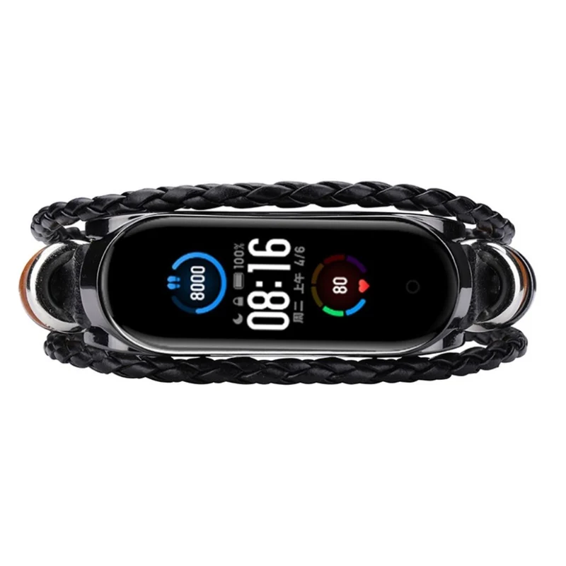 Cool Xiaomi Mi Band 5 Echtes Leder und Metall armband