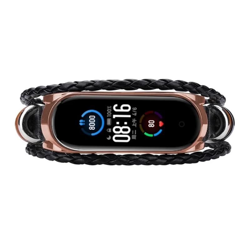 Cool Xiaomi Mi Band 5 Echtes Leder und Metall armband
