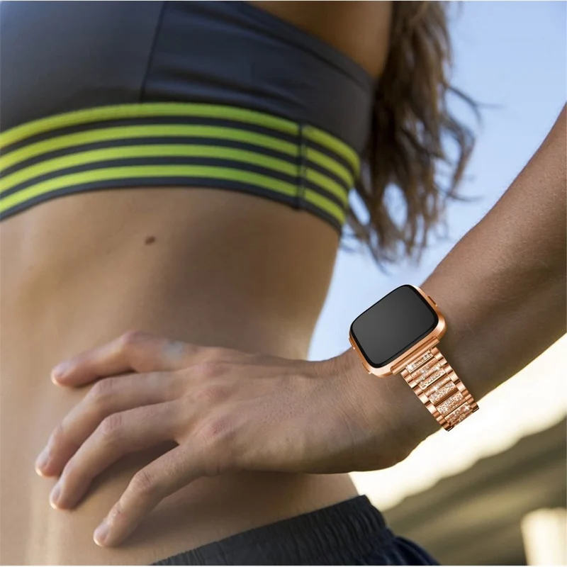 Super stark Fitbit Versa Metall und Strass armband
