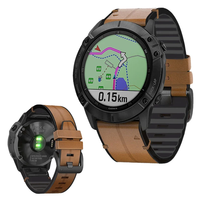 Garmin Fenix 6 / Garmin Fenix 5 Echtes Leder und Silikon / TPU armband