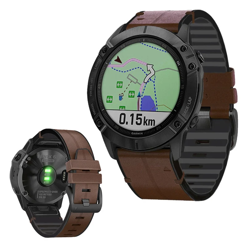 Garmin Fenix 6 / Garmin Fenix 5 Echtes Leder und Silikon / TPU armband