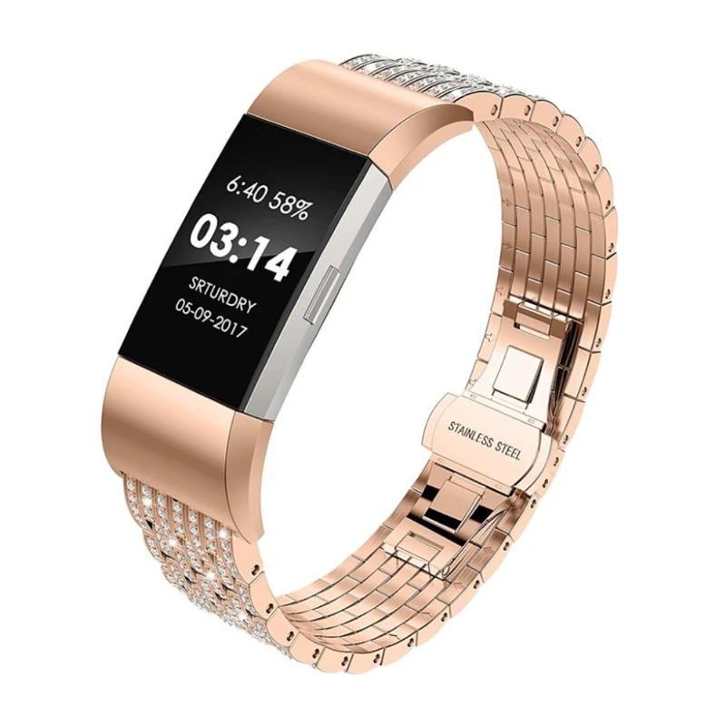 Stilvoll Fitbit Charge 2 Metall und Strass armband