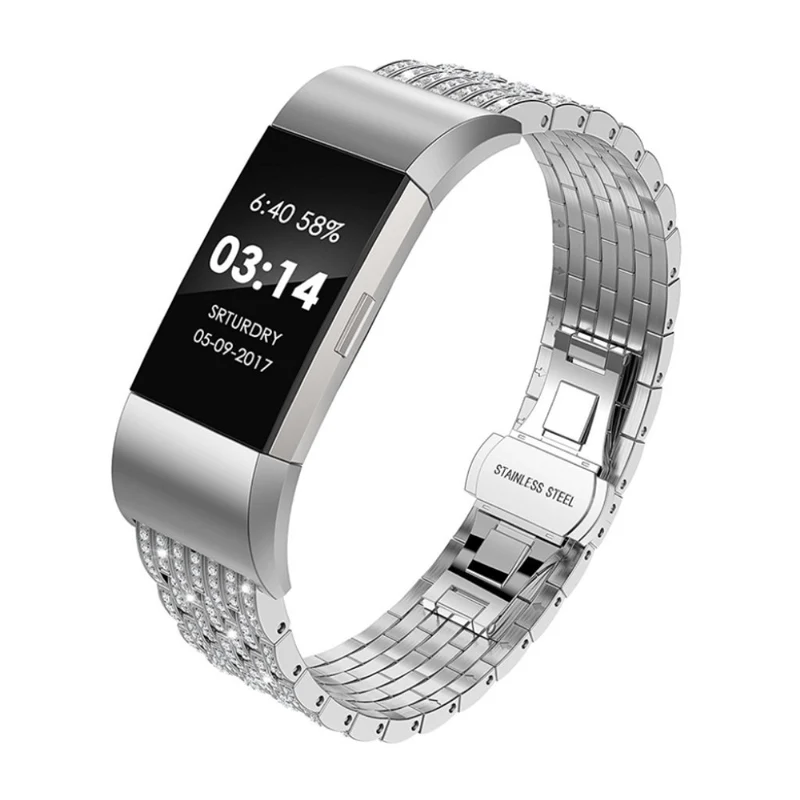Stilvoll Fitbit Charge 2 Metall und Strass armband
