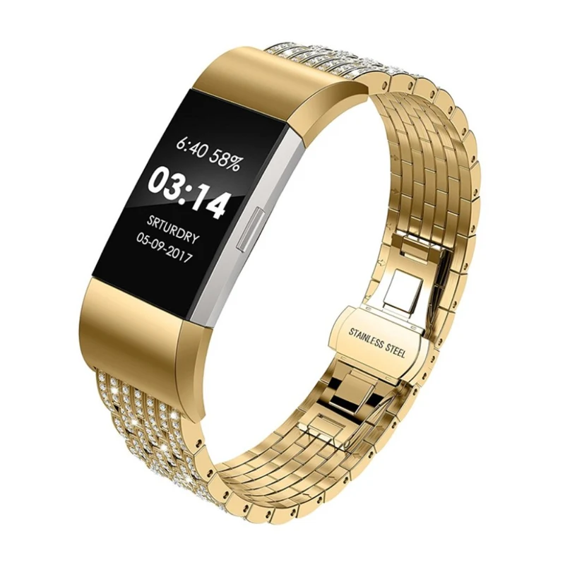 Stilvoll Fitbit Charge 2 Metall und Strass armband
